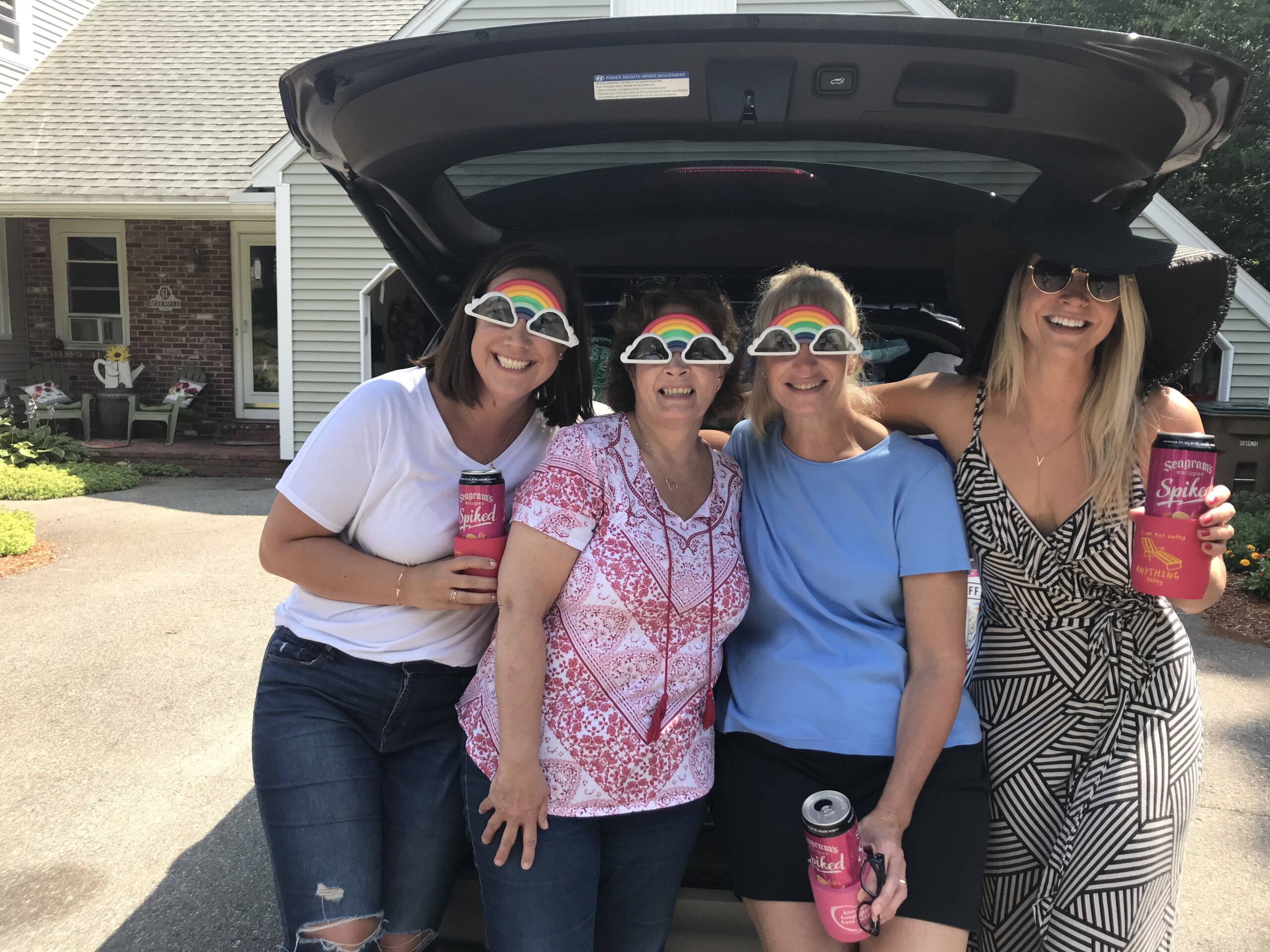 the ladies, quitting alcohol, quitting drinking, getting sober, hardest part of quitting alcohol, fab 4, drinking buddies, women, rainbow glasses, fun glasses, girls trip, girls weekend