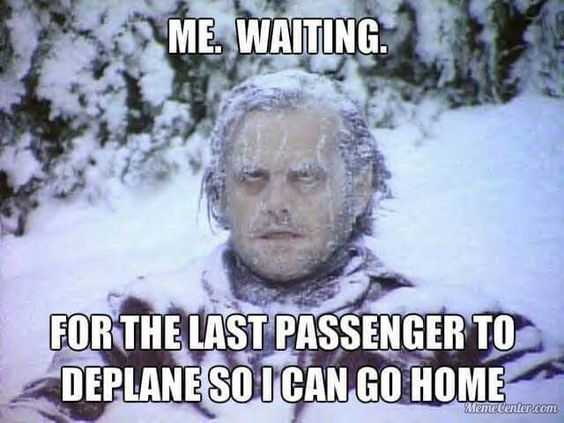 Meme about flight attendant pet peeve.