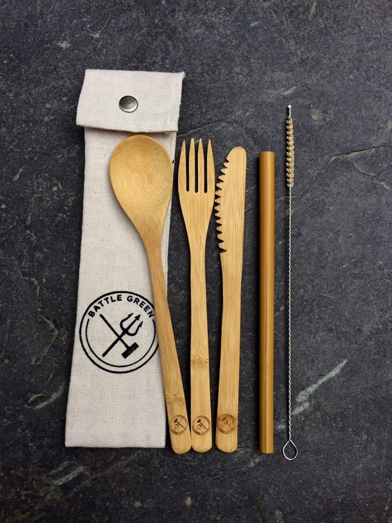 environmentally friendly,bamboo cutlery, great for travel and on the go dads