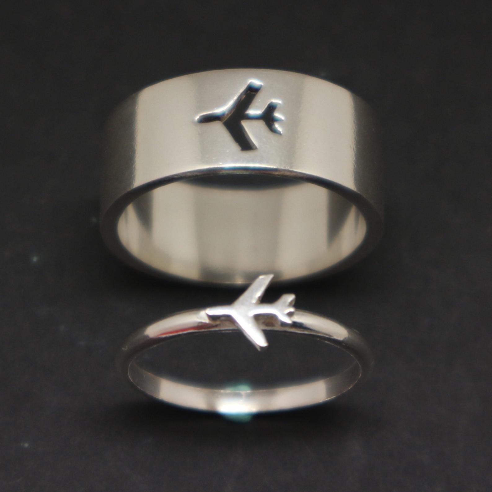 plane rings, plane jewelry, aviation jewelry, flight attendant gifts, pilot gifts, couple gift, travel