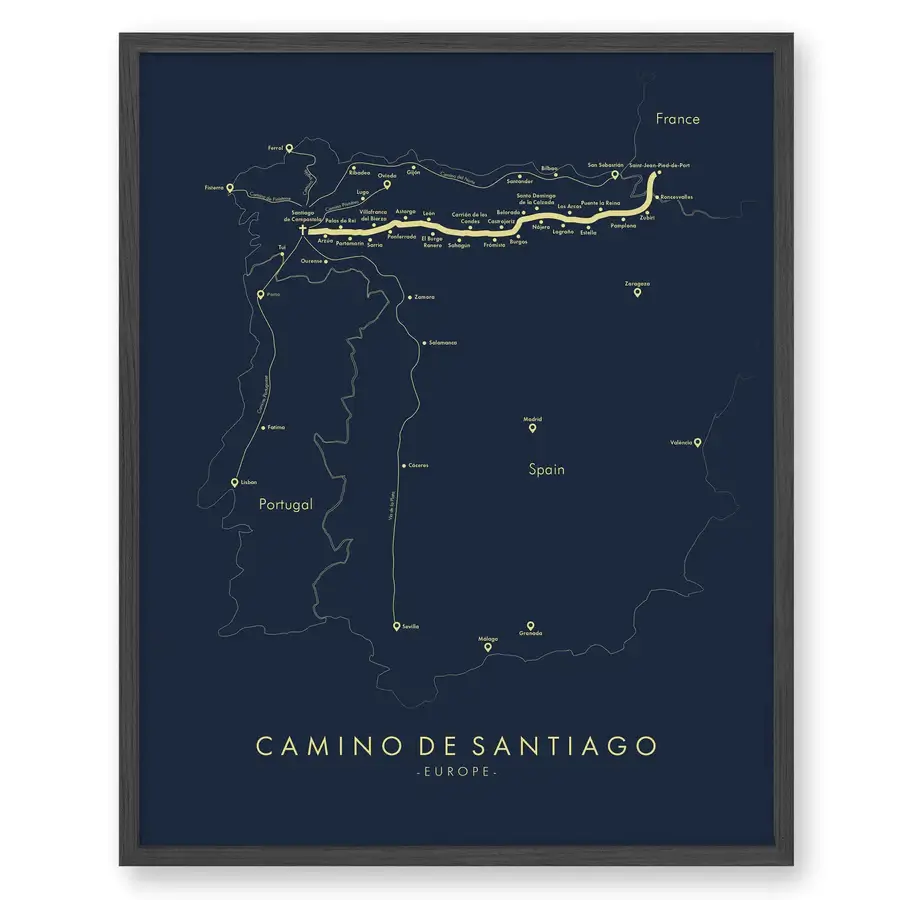 camino de santiago poster, best gift for travelers, best gift for hikers, gifts for outdoorsy people, gifts for outdoorsy travelers, best gifts for outdoor adventurers