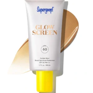 Supergoop! Glowscreen sunscreen, SPF40, best sunscreen for faces, best tinted sunscreen, best tinted SPF, best SPF for face, best cruelty free sunscreen,