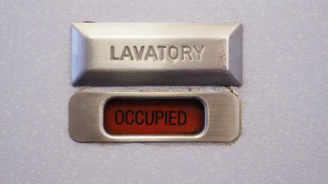 locked, occupied, how to tell if the lavatory is occupied, how to tell if the airplane bathroom is occupied, flight attendant secrets, flight attendant tips, flight attendant life, airplane bathroom, airplane lav